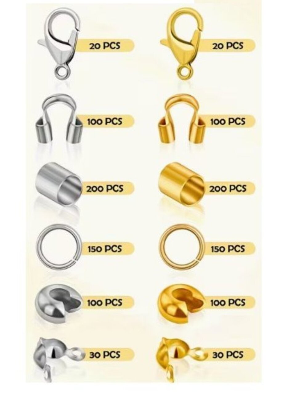 1200pcsof Crimp Beads for Crafting -Crimp Covers, Crimp Tubes, Clasps & Closures - Picture 3 of 4